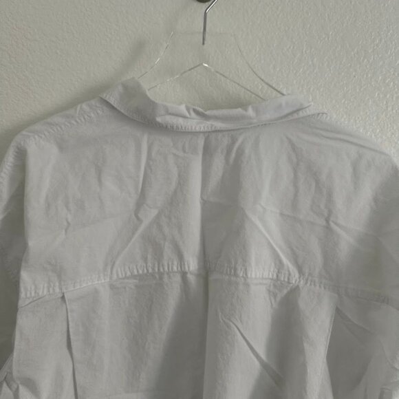 Madewell The Oversized Straight Hem Shirt in Signature Poplin in Eyelet White - Picture 8 of 9